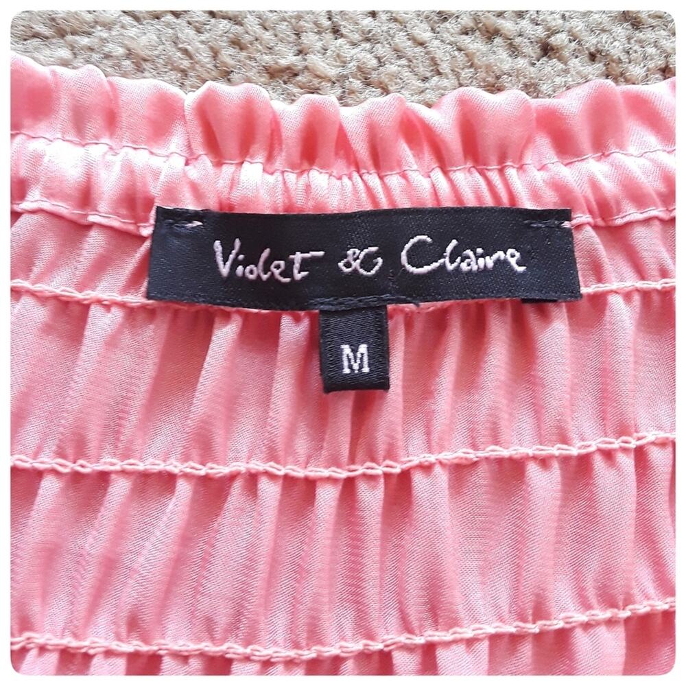 Violet & Claire Pink Off Shoulder Silky Blouse Size M - Picture 8 of 8